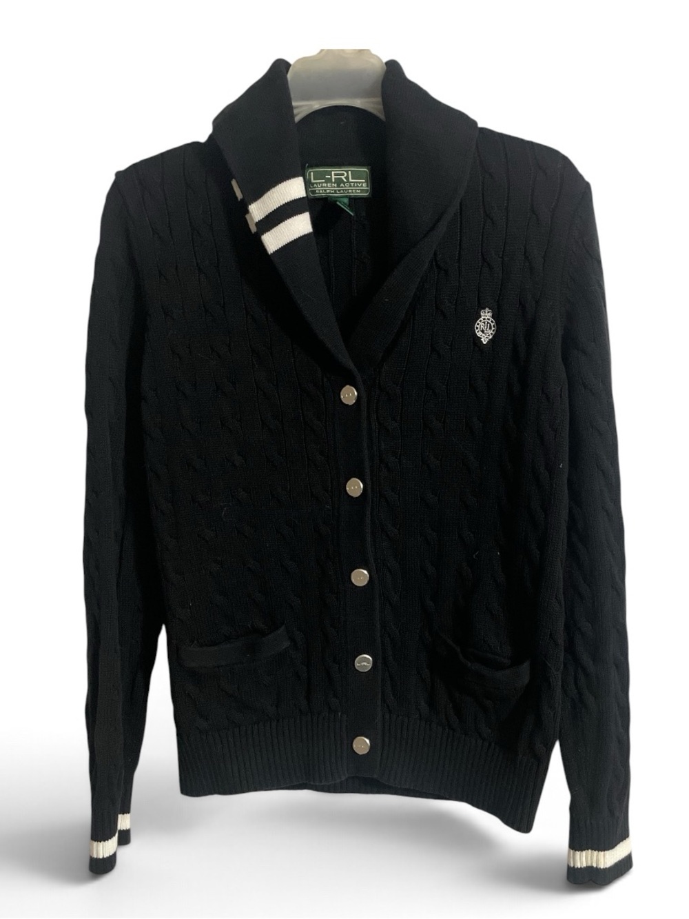 Lauren Active Ralph Lauren black cable-knit cardigan